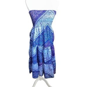 Y2k midi blue sequin paisley dress